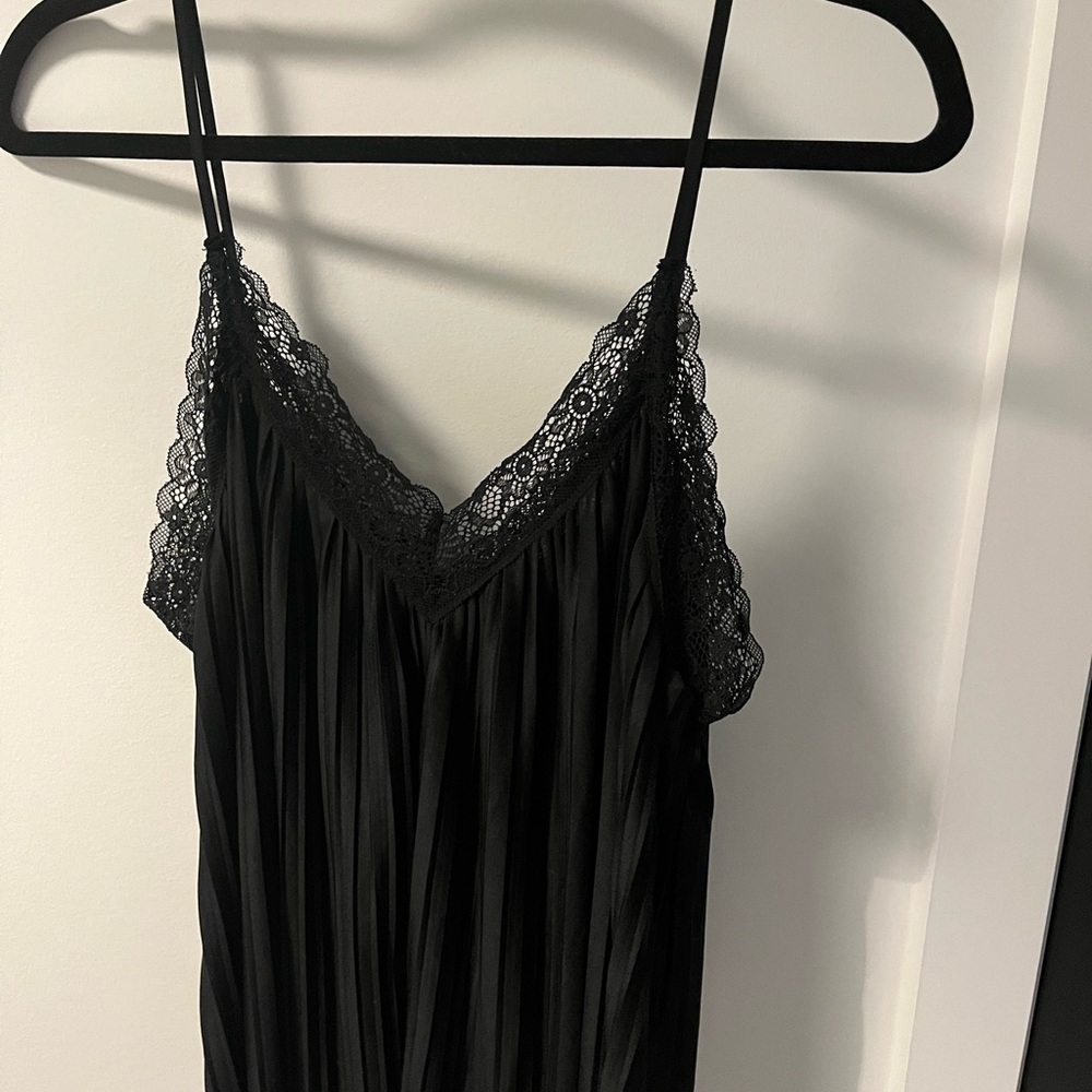 Zara Black Pleated Lace Trim Pajama